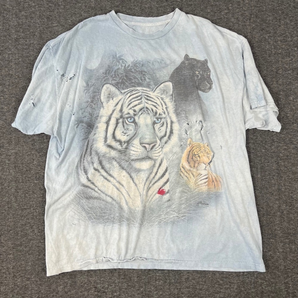 Vintage The Mountain Big Cat Graphic T Shirt Mens XL Distressed Tiger Panther